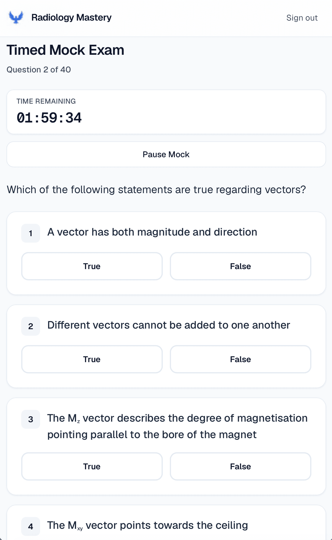 FRCR Physics timed mock exam session and paper selection